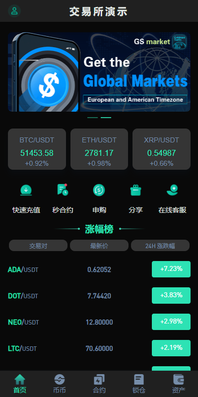 新UI多语言海外交易所/永续合约/秒合约/锁仓挖矿/前端uniapp - 码商源码网-码商源码网